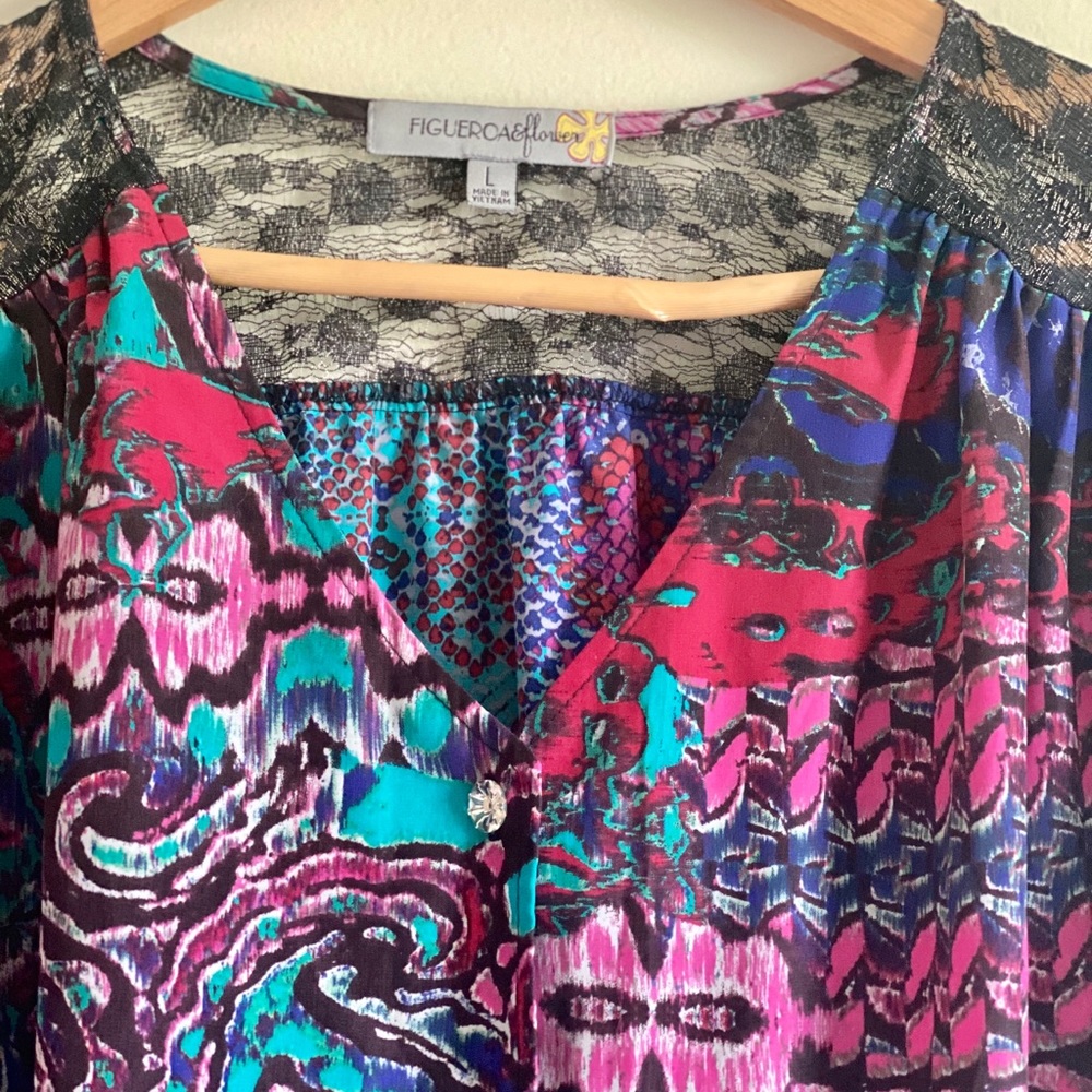 SNAKE PRINT EMBROIDERED & EMBELLISHED BLOUSE TOP - Picture 7 of 10